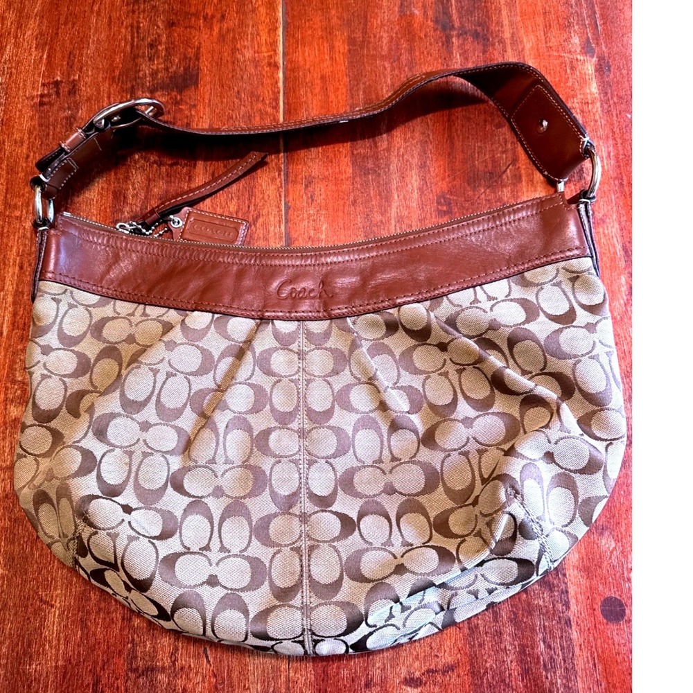 Coach Ergo Hobo Shoulder Bag Womens Large Khaki Brown Good Signature F13741 Y2K